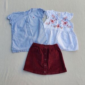 Girls 2 tops and skirt bundle Size 4-5